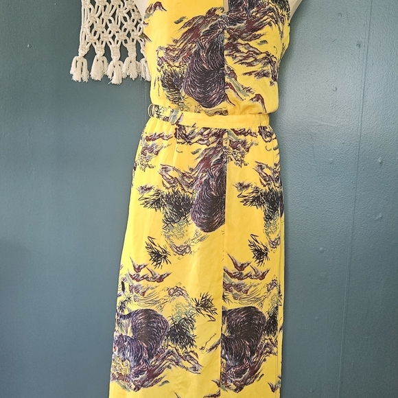 Guess Maxi Dress Yellow Purple Floral – Halter Backless Summer Dress – Size Smal - Picture 6 of 16